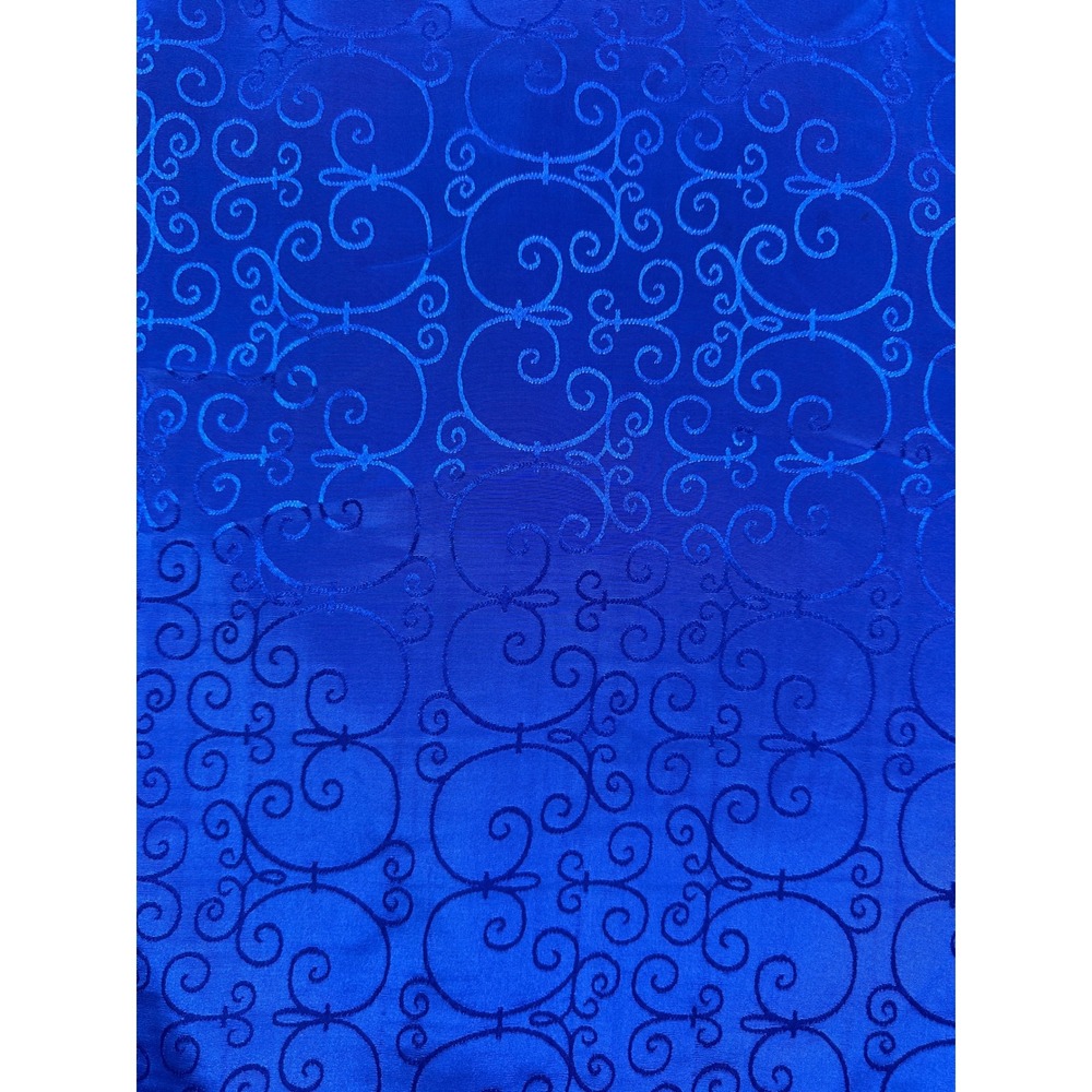 Leslie Fay Sport Royal Blue Jacquard Swirl Scroll Long Sleeve Blouse Women's 8 - Picture 10 of 11
